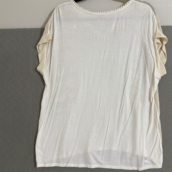 Sundance Women Silk Front Floral Embroidered V-Neck Top Ivory Size L Boho Mixed - Picture 5 of 13